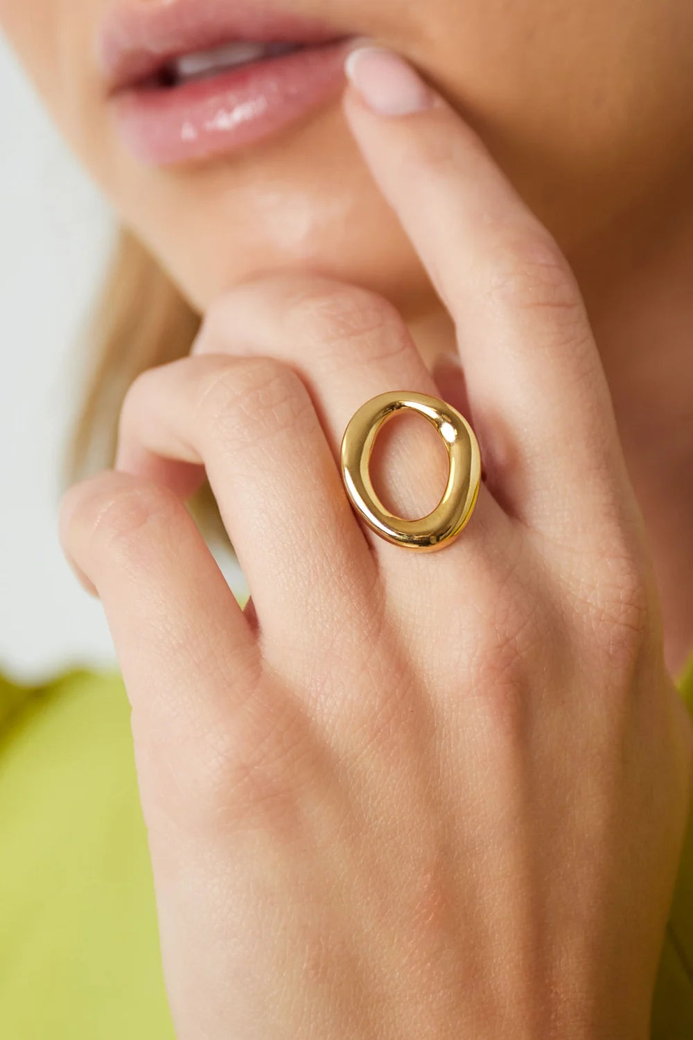 Statement ring rond - Goud