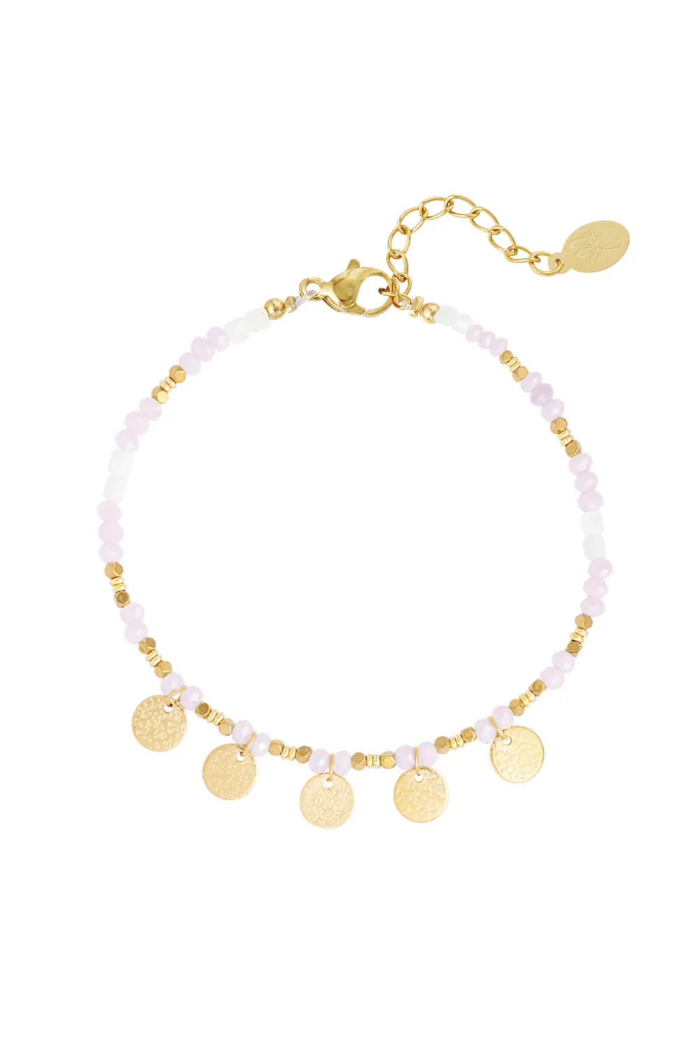 Enkelbandje met coincharms - baby pink