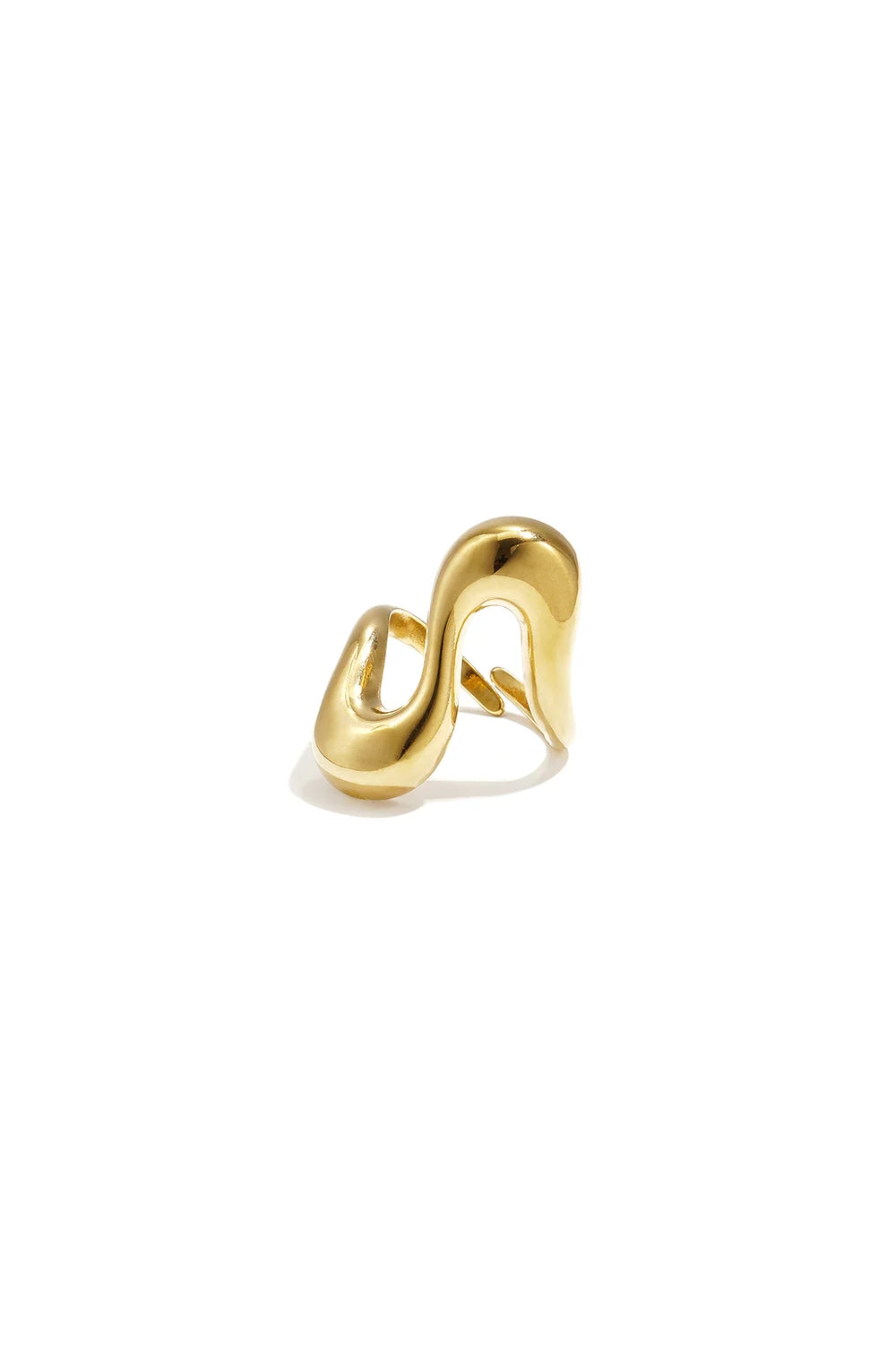 Statement ring wavy - Goud
