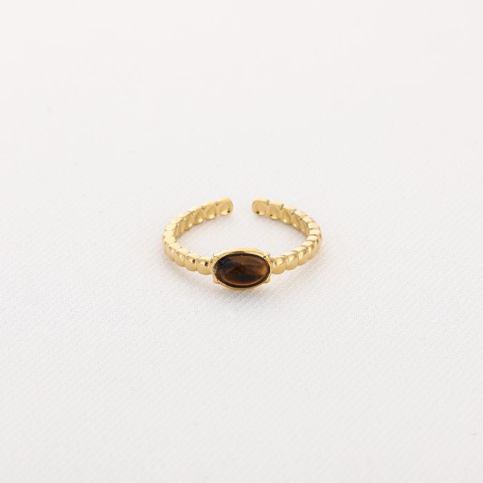 Verstelbare ring met natuursteen - Tijger oog