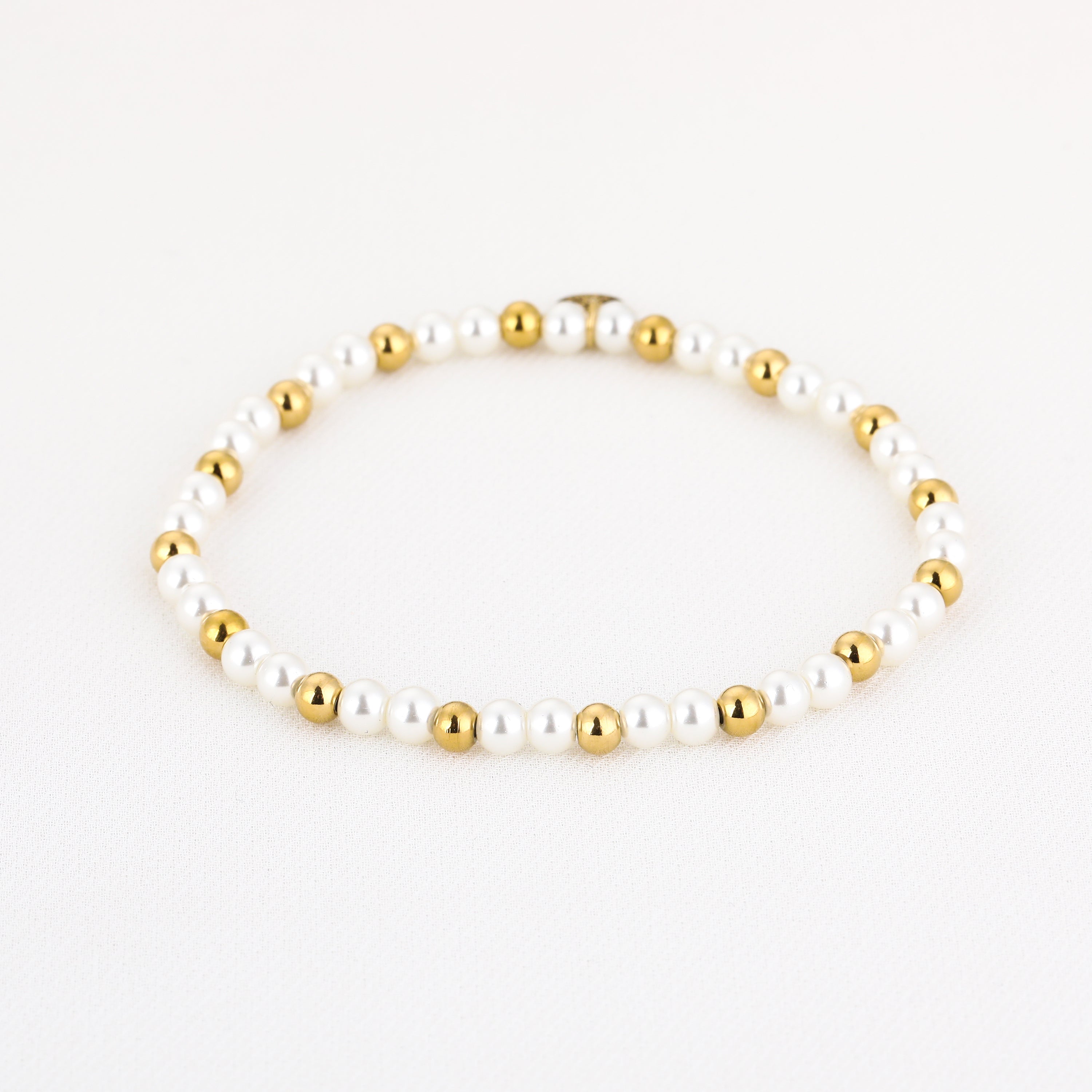 Armband beads parel/goud