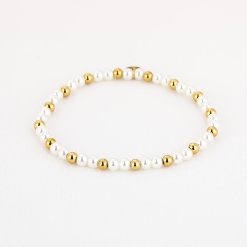 Armband beads parel/goud