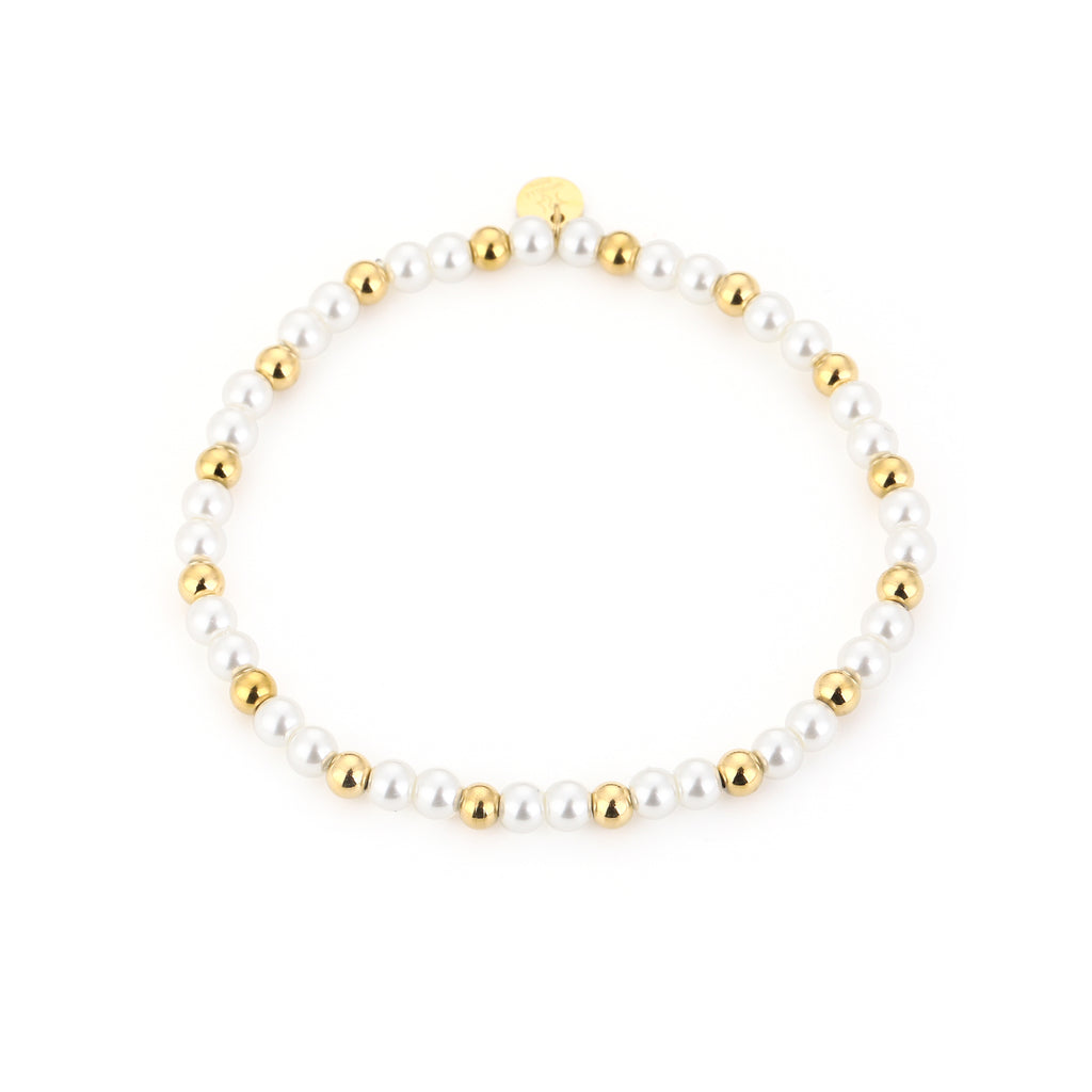 Armband beads parel/goud