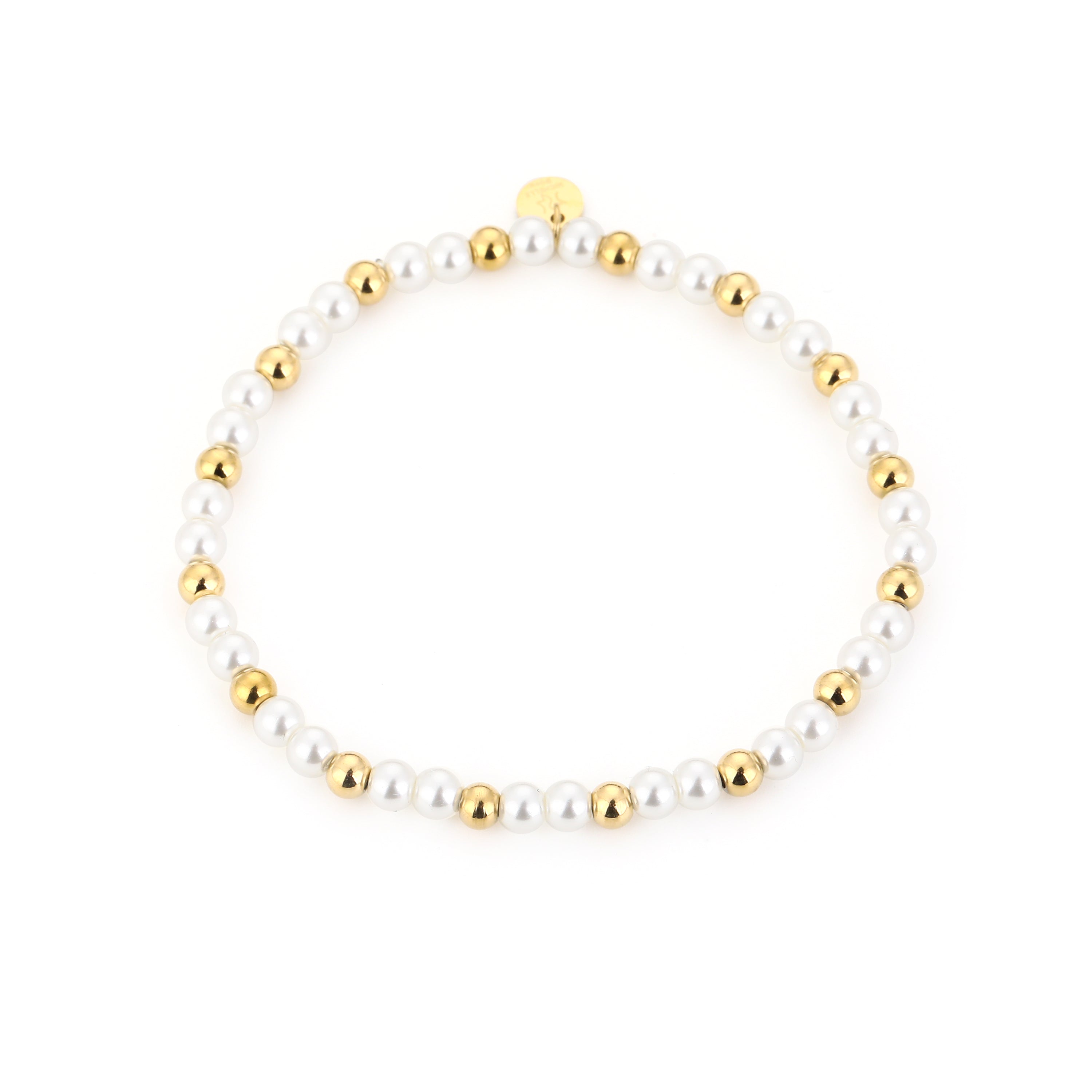 Armband beads parel/goud